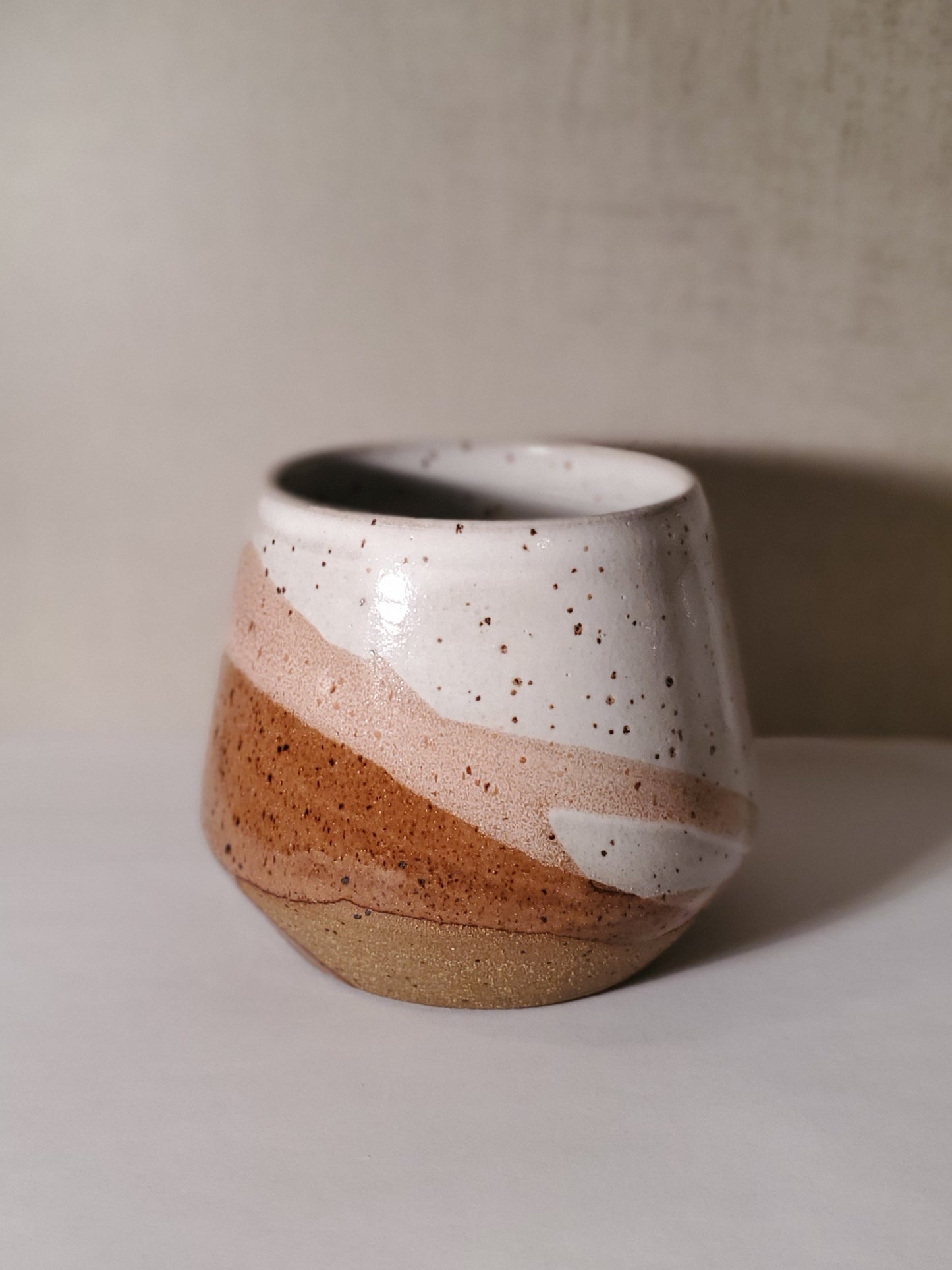 Modern Cocktail Tumblers (Set of 2) - Great Sand Dune Glaze Collection // Pink, Rust & White