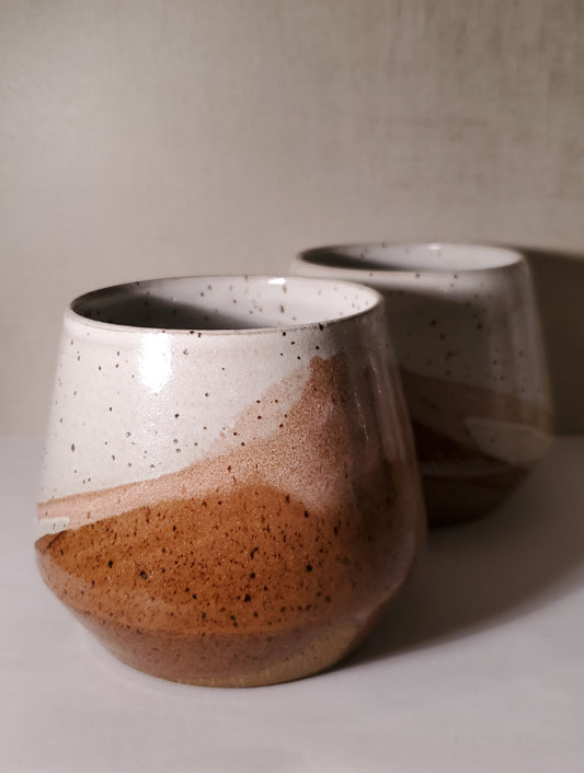 Modern Cocktail Tumblers (Set of 2) - Great Sand Dune Glaze Collection // Pink, Rust & White