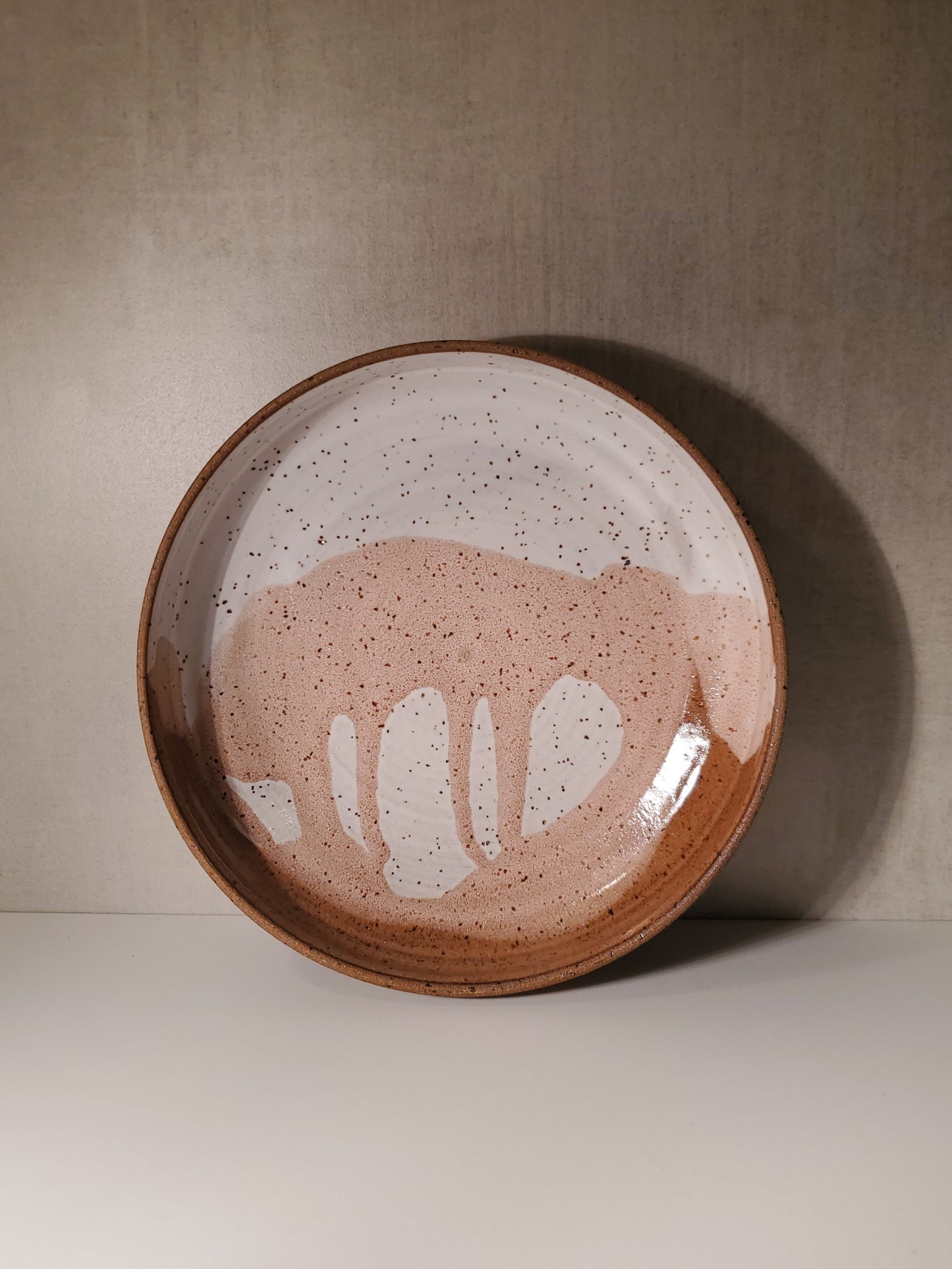 Great Sand Dune Shallow Utility Bowl - White Speckle, Pink & Rust