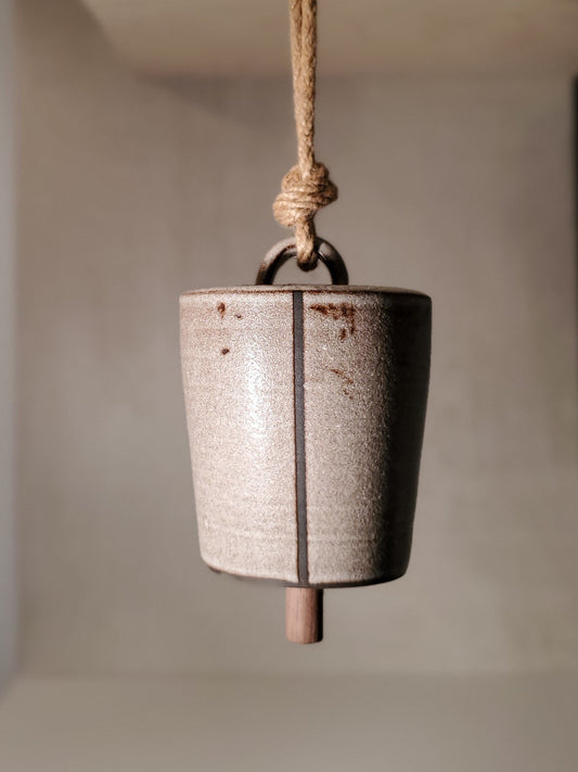 Modern Wheel Thrown Ceramic Bell - Nouvelle (Pink Stripe) // Hanging Bells