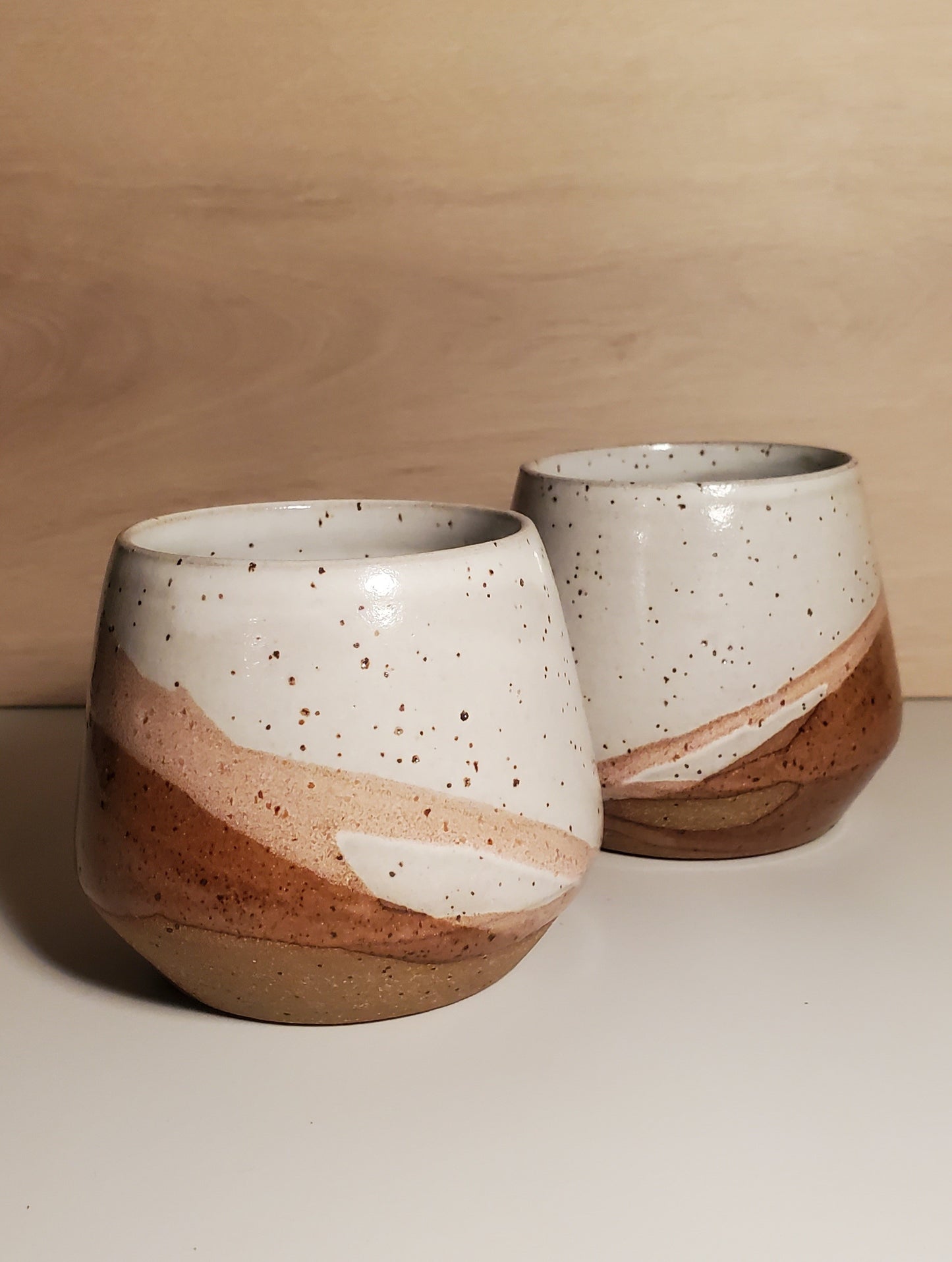 Modern Cocktail Tumblers (Set of 2) - Great Sand Dune Glaze Collection // Pink, Rust & White