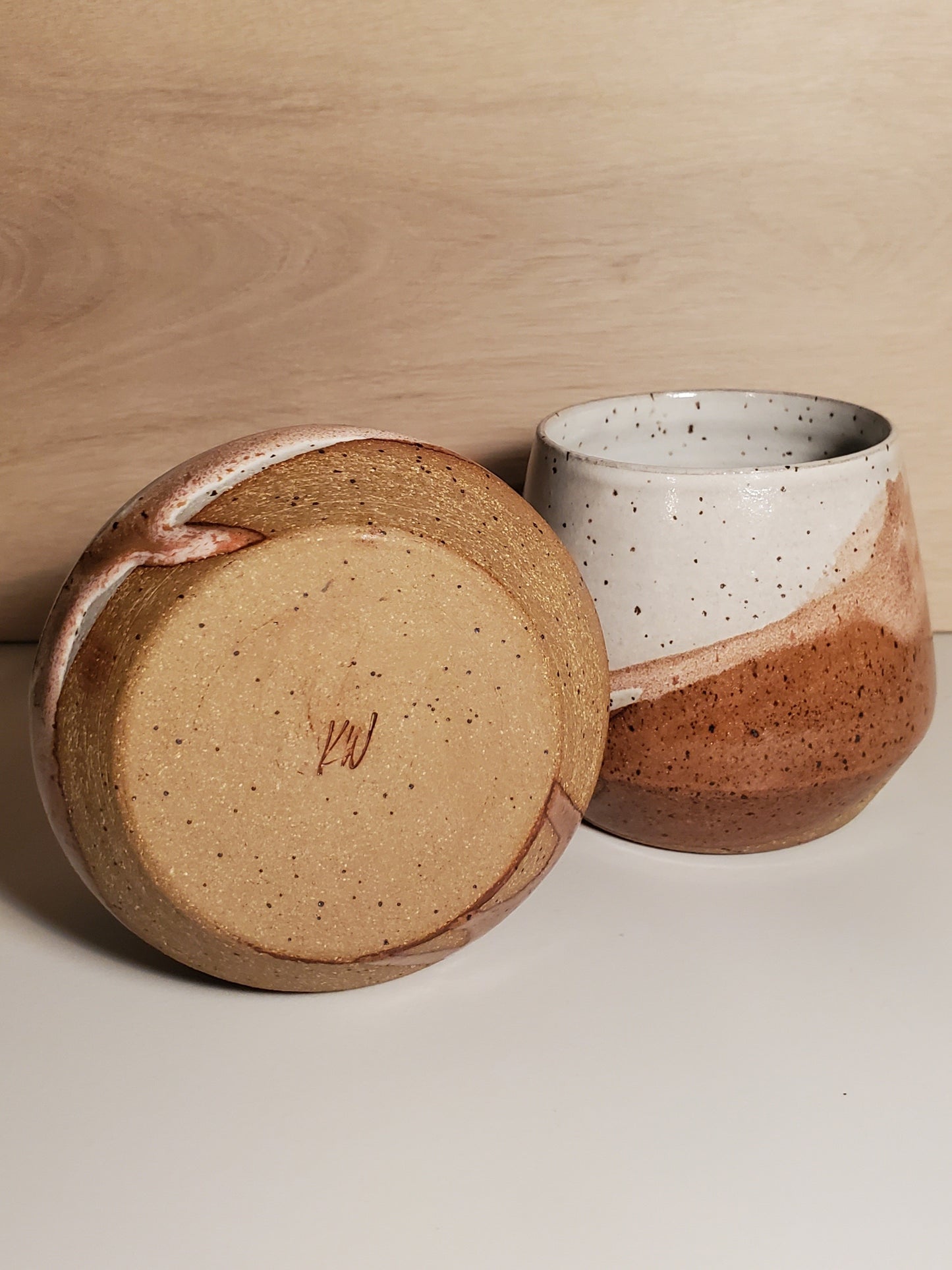 Modern Cocktail Tumblers (Set of 2) - Great Sand Dune Glaze Collection // Pink, Rust & White