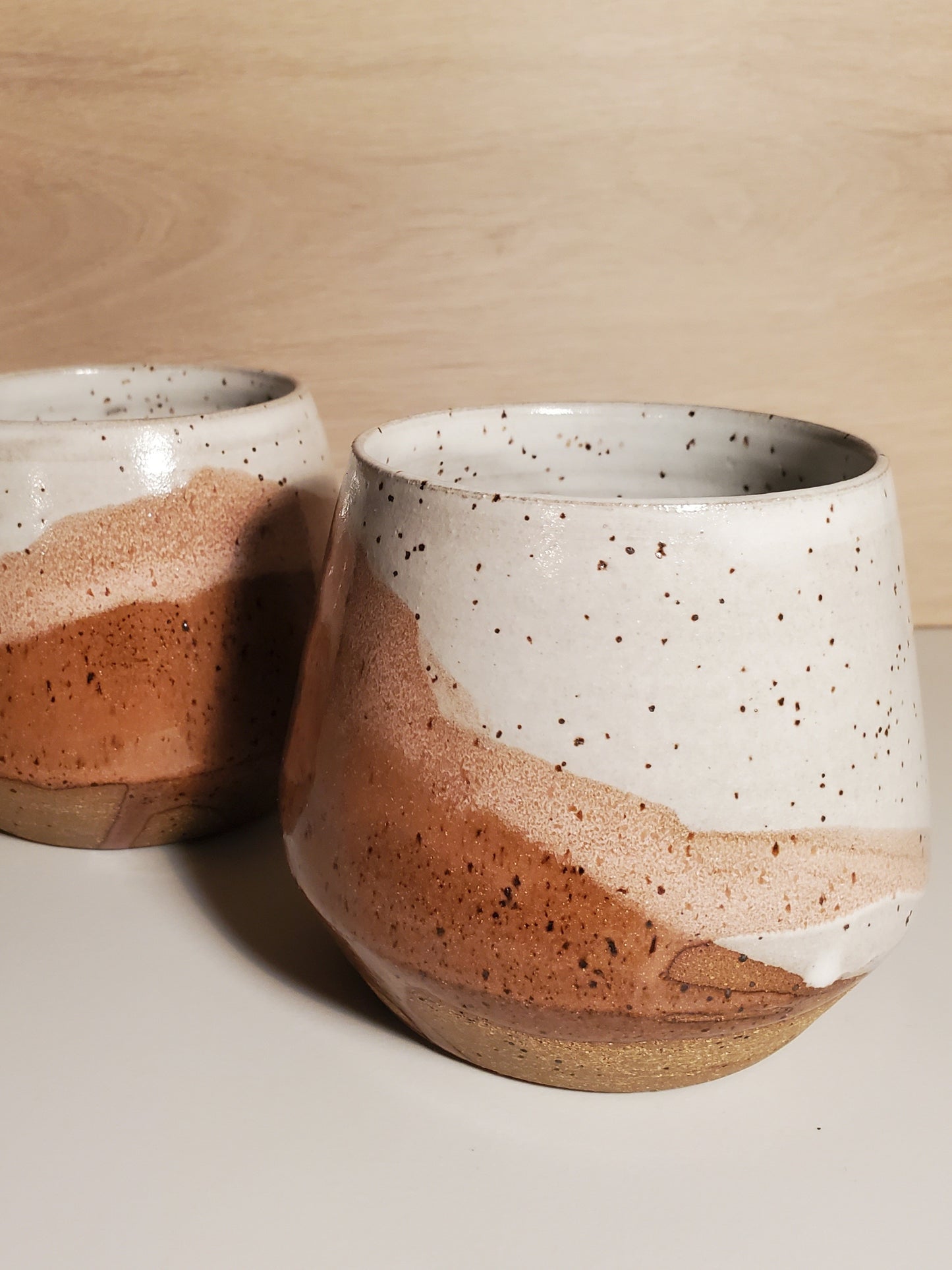 Modern Cocktail Tumblers (Set of 2) - Great Sand Dune Glaze Collection // Pink, Rust & White