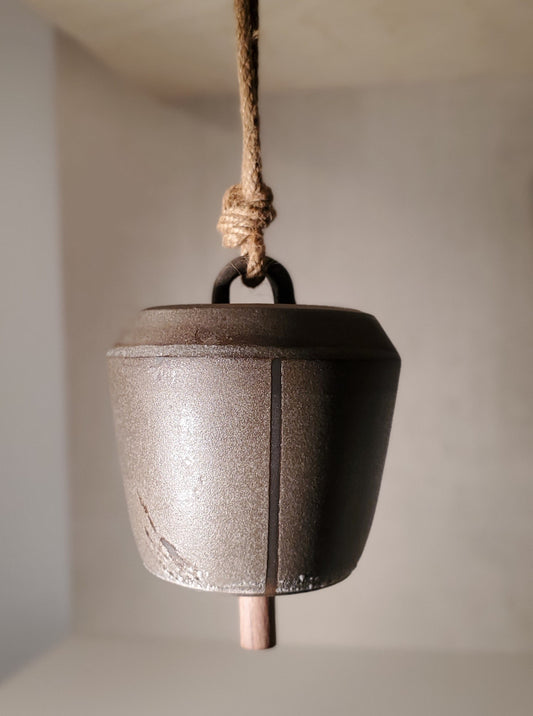 Modern Wheel Thrown Ceramic Bell - Nouvelle Collection // Black Stripe