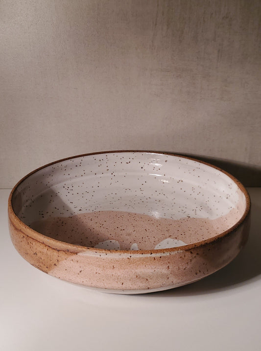 Great Sand Dune Shallow Utility Bowl - White Speckle, Pink & Rust